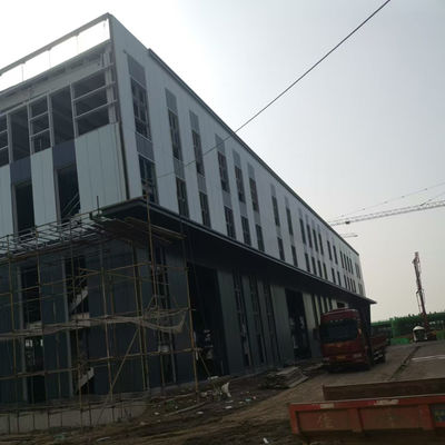 Glass Magnesium Board Floor Design Concept Prefabricated Metal Building With Large Span