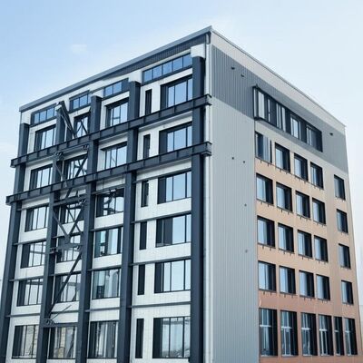 Multi Story Prefabricated Steel Structure Building with Load-bearing Steel Frame and Thermal Insulation